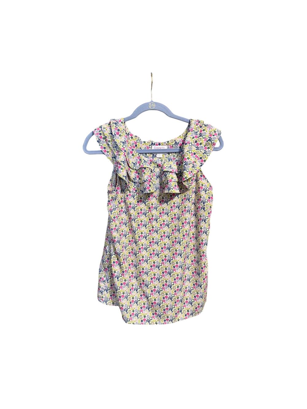Liberty of London floral sleeveless ruffle collar blouse small